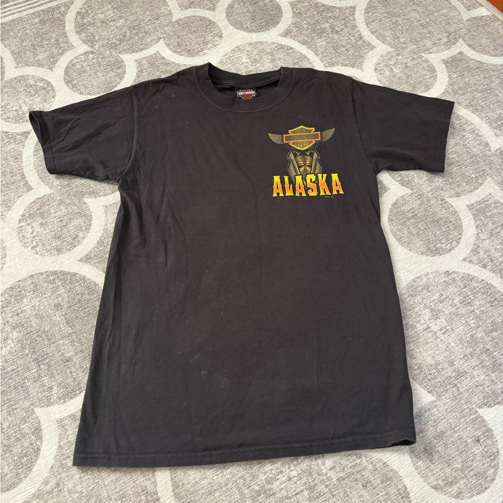Harley-Davidson Black Tee with Yellow Alaska Graphic